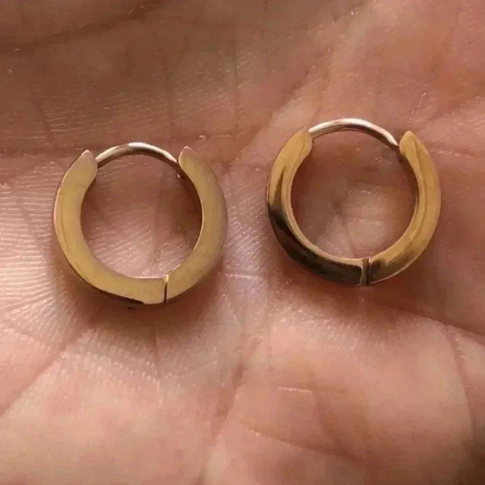Rose Gold 2.8mm Stainless Steel Stud Hoop Earrings NWT